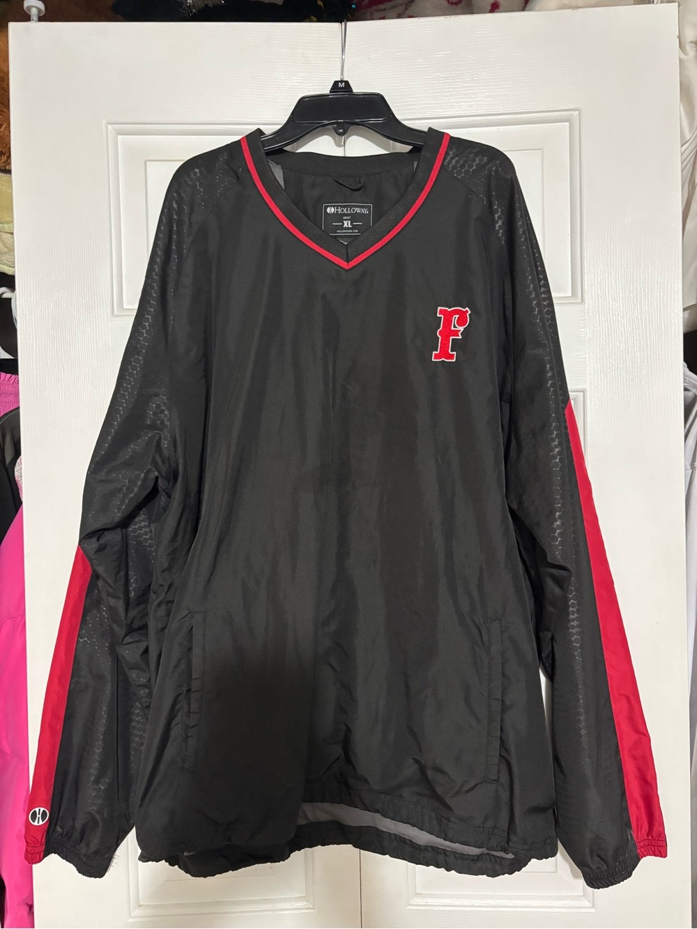 Firecrackers organization Holloway Black V-Neck Pullover with Red Trim